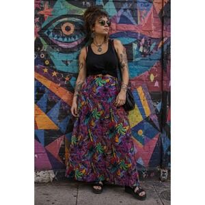 Whimsigoth Funky Tubedress Comfy Soft Colorful Abstract Teacher  M Maxi Skirt